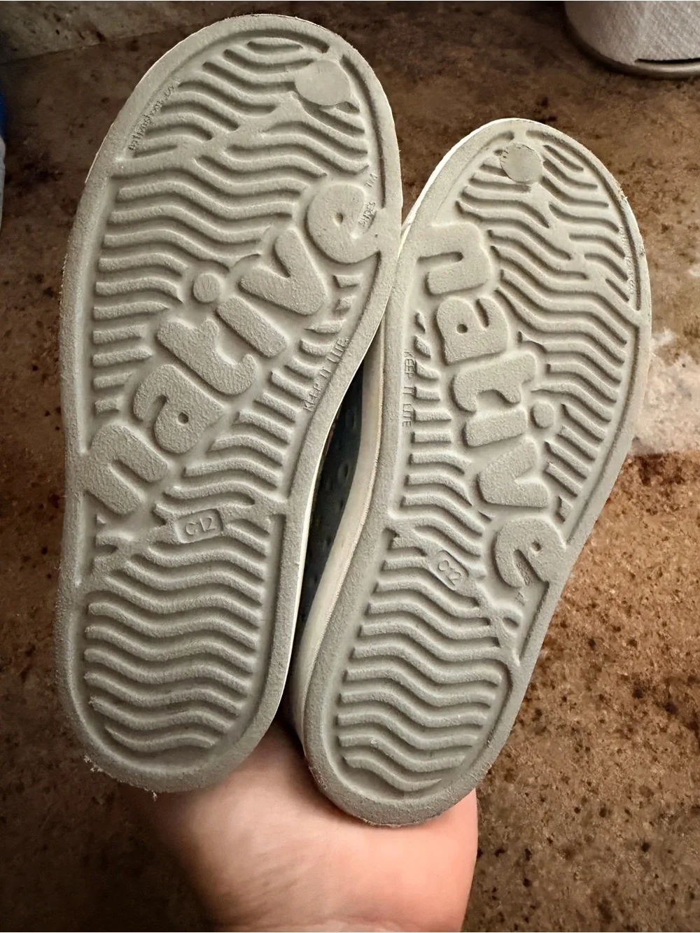 Native Kids Water Shoe Slip-On in Light Gray and White